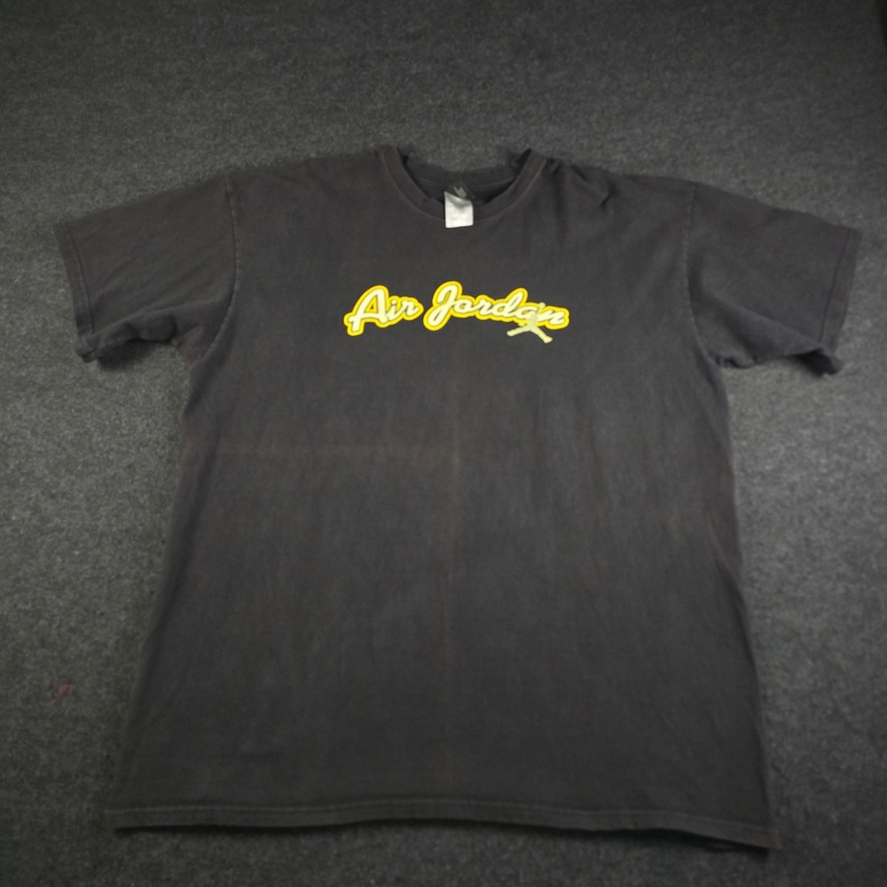 Y2K Nike Air Jordan T-Shirt Black Script Spellout Jumpman Logo Style Men's XL